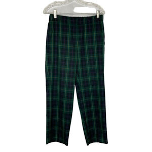Women's 8 Sara Campbell Green Tartan Plaid Straight Leg Polyester Blend Pants